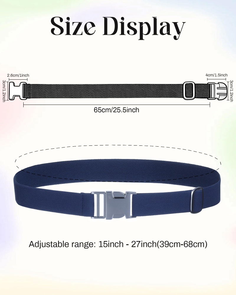 WELROG Kids Toddler Belt Elastic Adjustable Stretch for Boys Girls Belts with Easy Zinc Alloy Buckle (Navy Blue) - Image 2